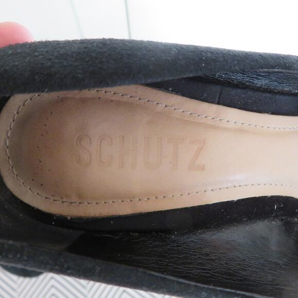 Schutz Lou Black Classic Suede Pump Stiletto Heel 7.5 Women's - Picture 8 of 9